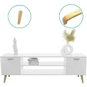 KOBI Armoire RTV Focus blanc 135 cm - Scandinave