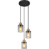 Globo Lampe pendante à 3 lampes Reid Noir rond