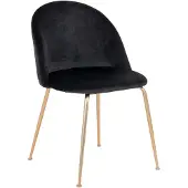 Ebuy24 Geneve Chaise de salle à manger en velours, noir, aspect laiton.