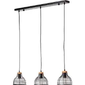 Brilliant Suspension moderne AVIA | Lampe à trois flammes avec abat-jour noir avec détail en bois durable Ø 47 cm| 3x E27 douille max. 52 W | Métal/bois