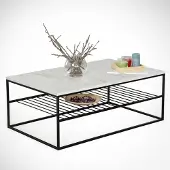 Skye Decor , Etna - Marmo, table basse, blanc, 100 % PANNEAUX DE MÉLAMINE REVÊTU, 95 x 55 x 43 cm
