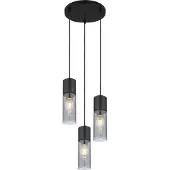 Globo Lighting Suspension élégante Annika 3 lumières noir rond