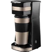 Bestron Machine à café avec gobelet isolant, Pour café filtre moulu, 2 grandes tasses, 750 watts, acier inoxydable, couleur : cuivre