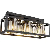 Globo plafonnier lampe de plafond salon métal noir cristaux 15697-3D
