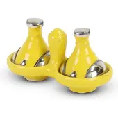 Safaary Tajine mini jaune avec métal 2 pièces