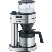 Severin Caprice Machine à café filtre, fait main avec cafetière pour jusqu'à 8 tasses, machine à café avec minuterie, acier inoxydable brossé/noir mat KA 5763