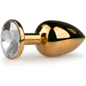 EasyToys Metal No.1 - plug anal conique à pierre blanche - doré (2,5 cm)