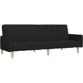 vidaXL Canapé-lit à 2 places noir tissu