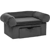 vidaXL Canapé pour chien avec tiroir gris foncé 75x50x38 cm peluche