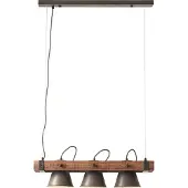 Brilliant Lampe suspendue pour salle à manger Plow Noir antique à 3 lumières avec bois