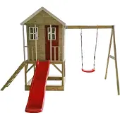 Wendi Toys Maison de jeu Alpaga en bois Plancher, toit à deux pentes inclus