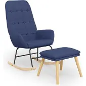 vidaXL Chaise À Bascule Avec Repose-Pied Bleu Tissu