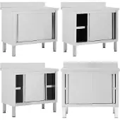 vidaXL Table de travail avec portes coulissantes 100x50x(95-97)cm Inox