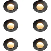 QAZQA Ensemble de 6 spots encastrables modernes noirs IP44 - Gap