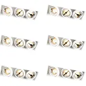 QAZQA Ensemble de 6 spots encastrables blancs AR111 sans bordure 3 lumières - Oneon