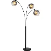 Globo Lampadaire noir Newcastle Sphère Smoke Glass 3 lumières