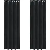 vidaXL Rideaux occultants 2 pcs noir 140 x 260 cm velours