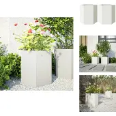 vidaXL Jardinières 2 pcs blanc hexagone 46x40x45 cm acier