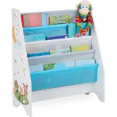 Relaxdays Bibliothèque Enfants, 4 Casiers Suspendus, Motif Feu, étagères Pour Livreshlp: 71x62x29 Cm, Multicolore -