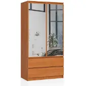 Akord Armoire 2 Portes 2 Tiroirs 2 Miroirs Aulne 90X51X180