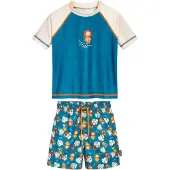 Playshoes Protection UV beige clair / pétrole / orange / blanc