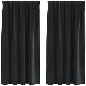 vidaXL Rideaux occultants, 2 pièces, noir, 140 x 175 cm, en velours