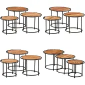 vidaXL Tables gigognes 3 pcs bois massif d'acacia