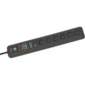 Brennenstuhl Parafoudre H05VV-F 3G1,5 6 prises 3m et avertissement acoustique noir