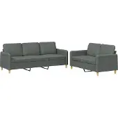vidaXL Ensemble de canapés 2 pièces avec coussins Tissu gris foncé