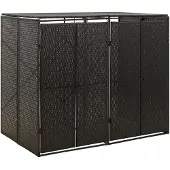 vidaXL Box pour poubelles 2 tonnes noir 140x80x117 cm Poly rotin