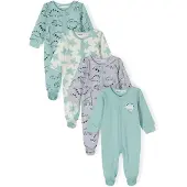 MINOTI Barboteuse / body gris / menthe / blanc