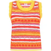 Mymo Tops en tricot jaune / orange / rouge / blanc