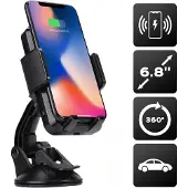Akashi Support Auto Chargeur Qi Smartphone Fixation Pare-brise/Grille d'aération
