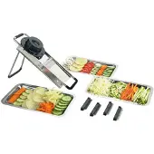 HorecaTraders Coupe-légumes | acier inoxydable | Mandoline | peignes à 4 lames