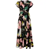 Apricot Robe d’été mélange de couleurs / noir