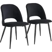 Oviala Lot De 2 Chaises En Acier Et Velours Noir