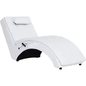 vidaXL Chaise longue de massage avec coussin Blanc Similicuir