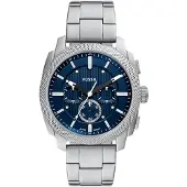 Fossil Montre à affichage analogique 'Machine' bleu marine / argent