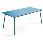 Oviala Table de jardin ractangulaire en métal 8 places 180 cm bleu pacific - Palavas