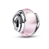 Pandora Charm cercle en verre de Murano, (Argent massif 925 et verre de Murano rose)