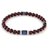 Tommy Hilfiger Bracelet perlé, (18 cm, Acier inoxydable, Bois)