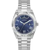 GUESS Montre à affichage analogique 'Connoisseur' bleu / argent