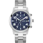 GUESS Montre à affichage analogique 'ATTICUS' bleu marine / argent