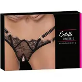 Cottelli - string ouvert avec anneau - luxe - noir - M/L