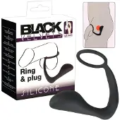 Black Velvets - plug anal avec anneau pénien - silicone noir