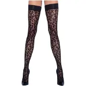 Cottelli Legwear - bas jarretières léopard - noir - 3