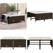 vidaXL Tabourets de jardin avec coussins lot de 4 marron poly rotin