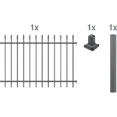 Alberts 510411 Kit d'extension de clôture Chaussee, à visser, anthracite, hauteur 120 cm, longueur 2 m
