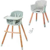 Roba 2in1 Chaise haute et chaise d'enfant 'StyleUp wood' incl. rembourrage d'assise en gris