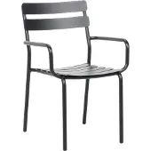 Oviala Fauteuil de terrasse en aluminium noir - Almada